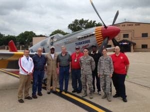 Brad Lang and the P-51C Mustang at Offutt Air Force Base.