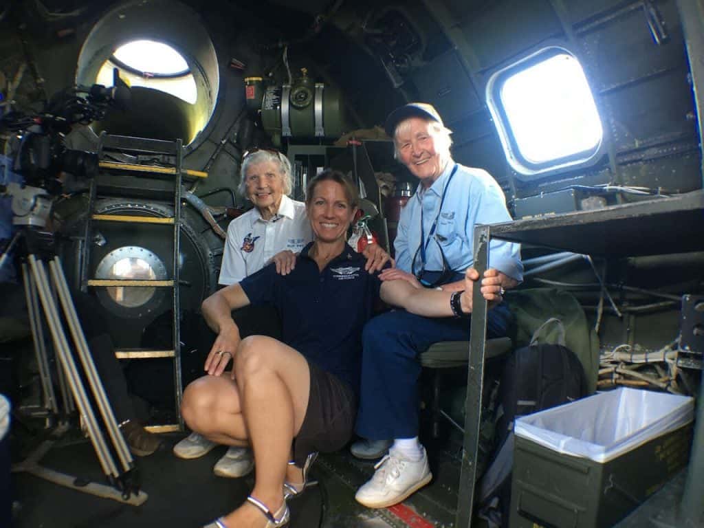Marty Wyal, Heather Penny and Shutsy Reynolds on board of the CAF B-29 "FIFI" - Photo by CAF Media
