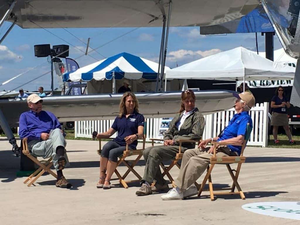 Left to right: David Hartman, Major Heather Penny, EAA Warbirds of America Vice President Connie Bowlin and Shutzy Reynolds. Photo by John Hess