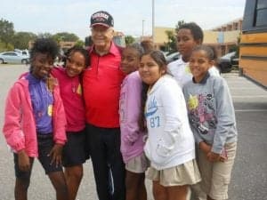 Lt. Col. George Hardy with kids at the Robert L. Taylor Community Complex.